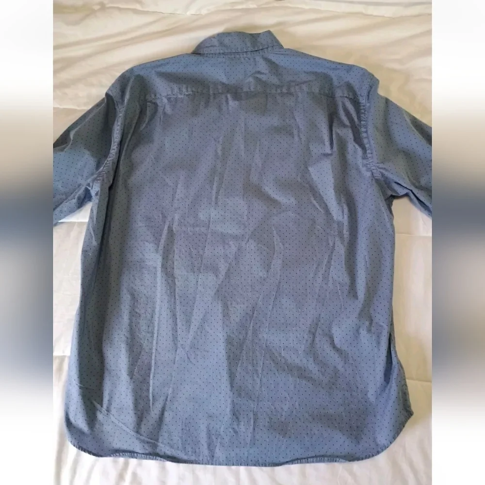 J.Crew Mens Button Down Flex Washed Slim Untucked Blue Dot Size XXL